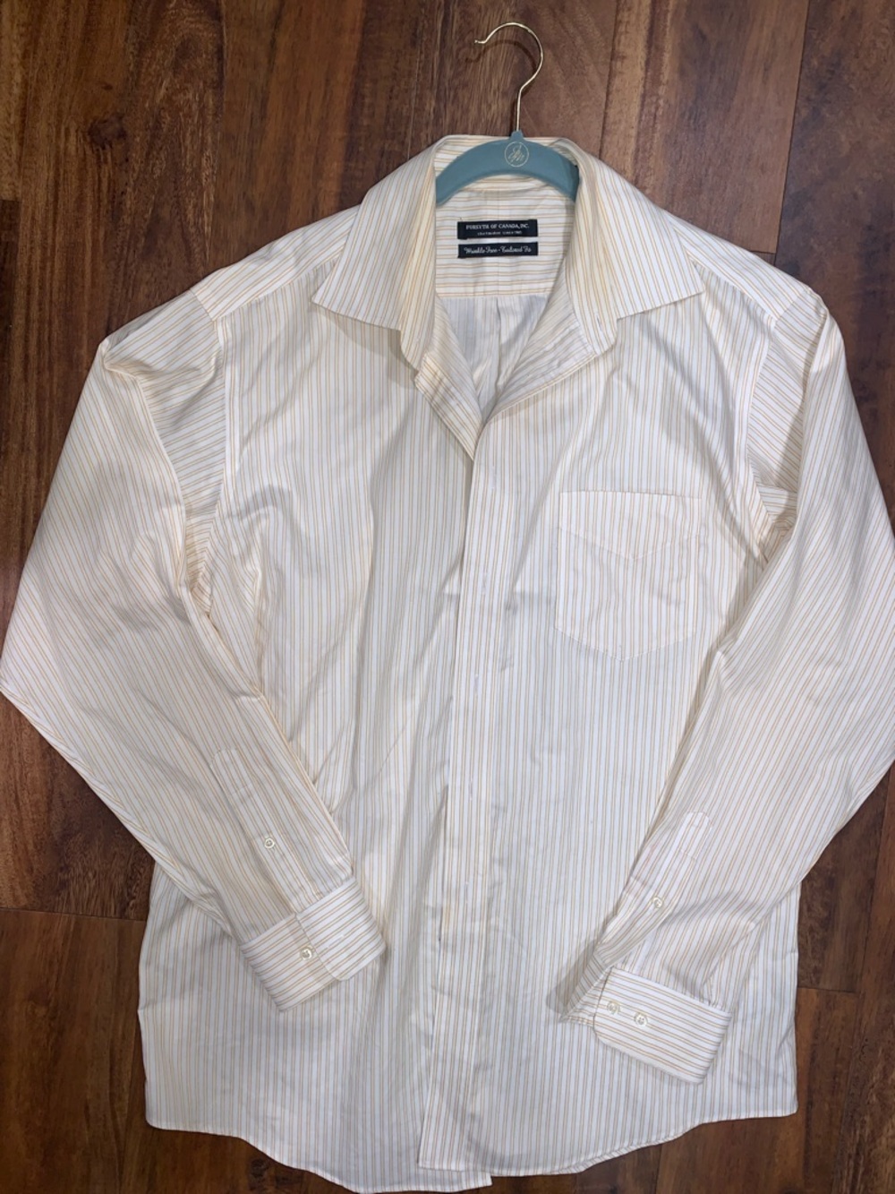 Men's Striped Dress Shirt — Cream with Subtle Tan Stripes